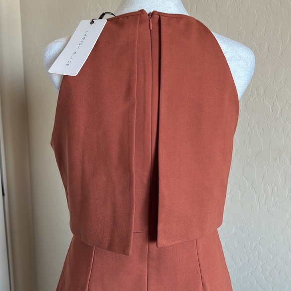 NWOT Lavish Alice Brown High Neck Cropped Bodycon Midi Dress (US 6) - Picture 6 of 11